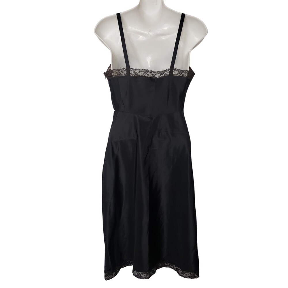 VINTAGE LADY LYNNE Matte Black Satin Full Slip - Picture 2 of 6